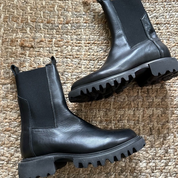 All Saints Hallie Women's Black Leather Ankle Boots Size 39/9 - Picture 1 of 3